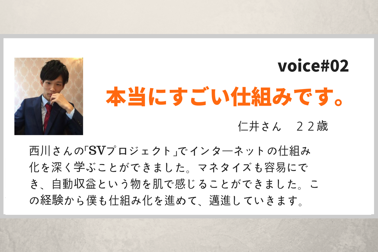 SVプロジェクト参加者の仁井雄稀さんが自動化で日当５９４００円を達成！